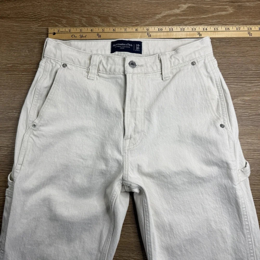 Abercrombie & Fitch Loose Carpenter Jeans Men's 28x30 White Utility Denim EUC
